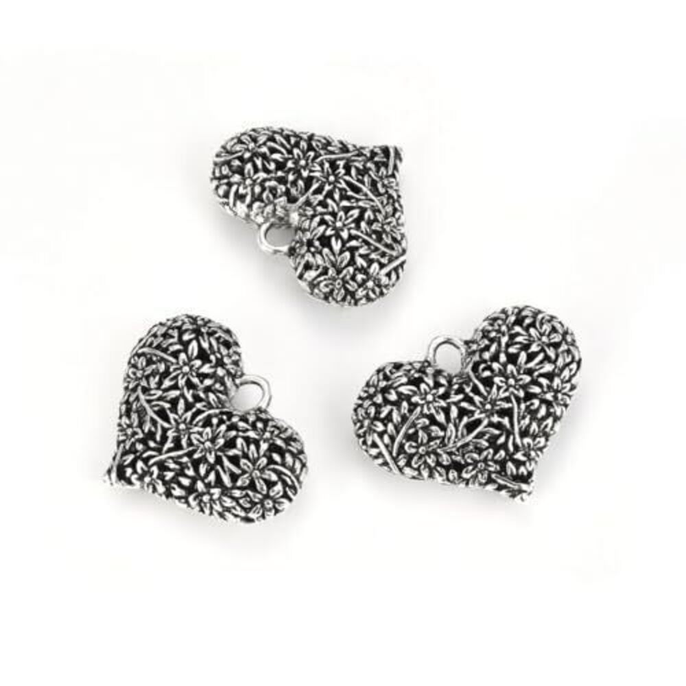 2836 20pcs Flower Vine Symbol of Strength Heart Charm Large Double Sided
